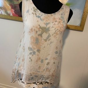 Via Signoria / EUC Silk Lace Tunic made in Italy Sz S